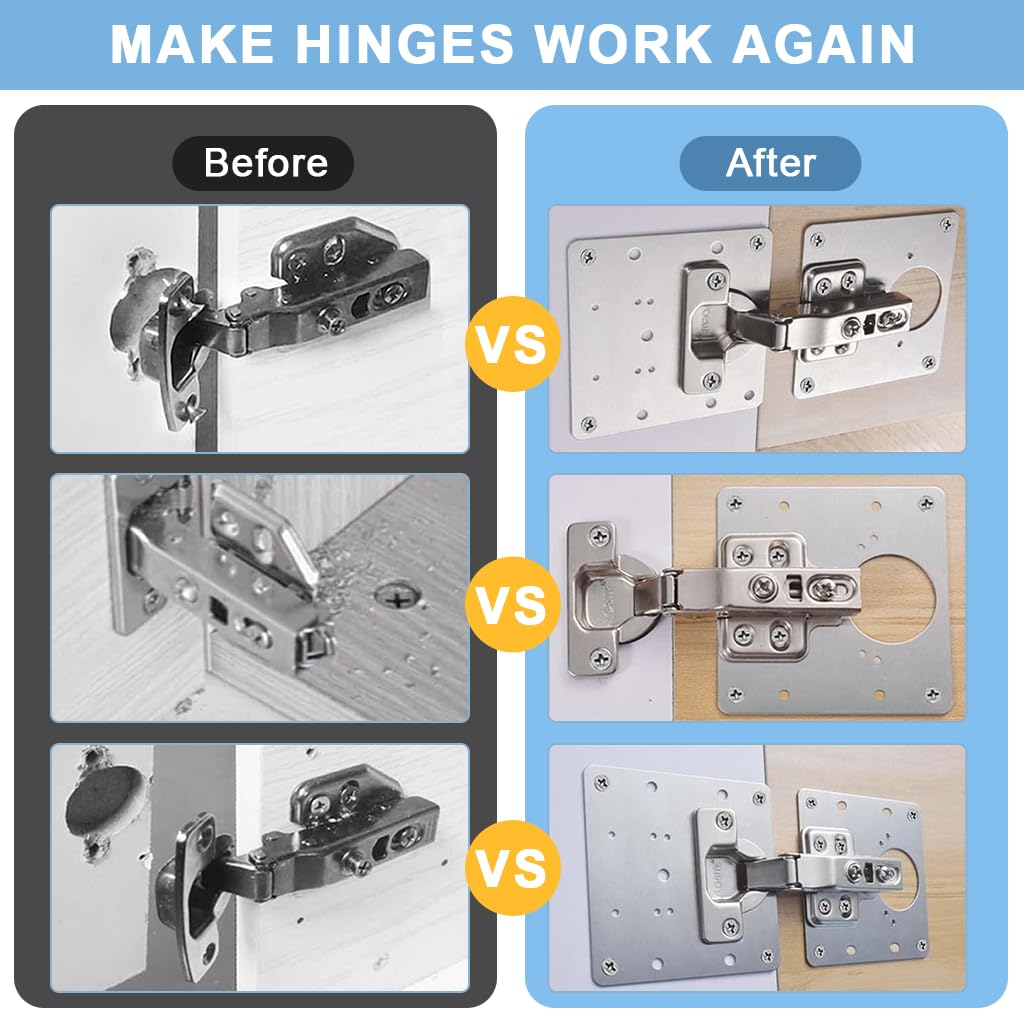 Hingefix™ Repair Plate with Screws for cabinet door & wardrobe (Pack of 4)