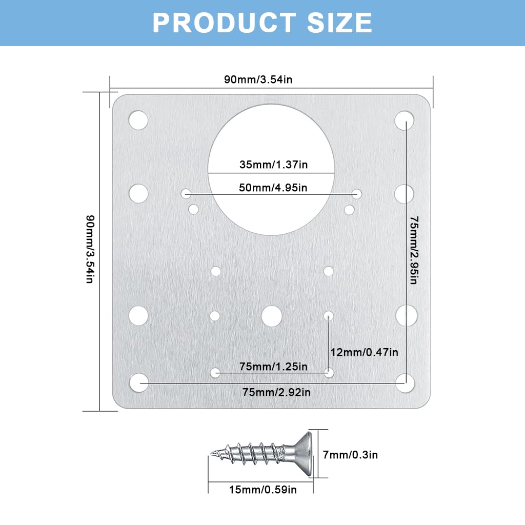 Hingefix™ Repair Plate with Screws for cabinet door & wardrobe (Pack of 4)