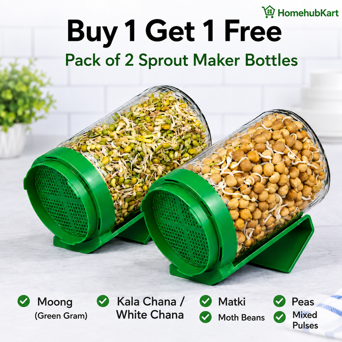 QuickHome Sprout Maker Bottle Set (Pack of 2)