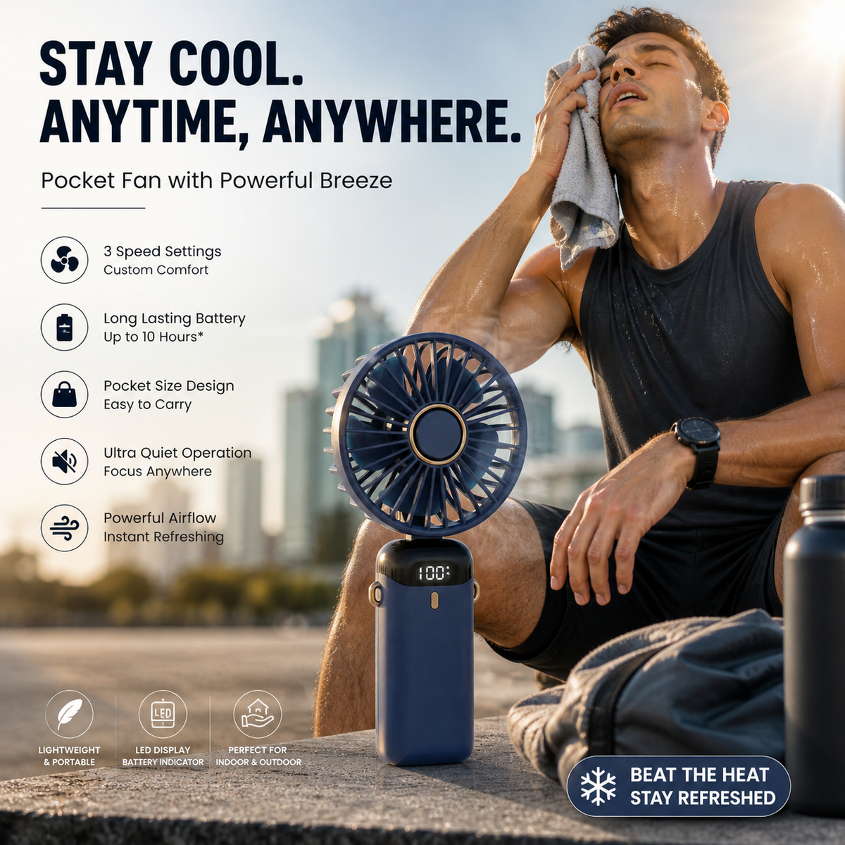 PocketFan™ – Portable Fan | Foldable Design • Lightweight | Easy Cooling Anywhere, Anytime