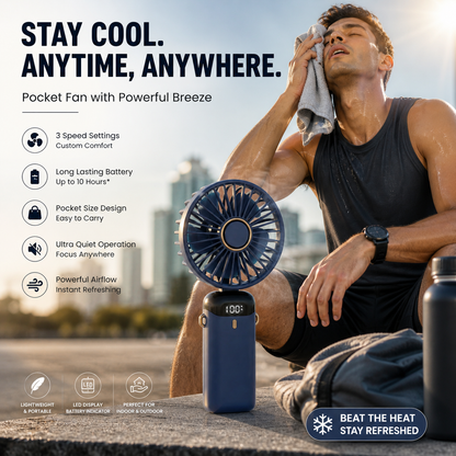 PocketFan™ – Portable Fan | Foldable Design • Lightweight | Easy Cooling Anywhere, Anytime