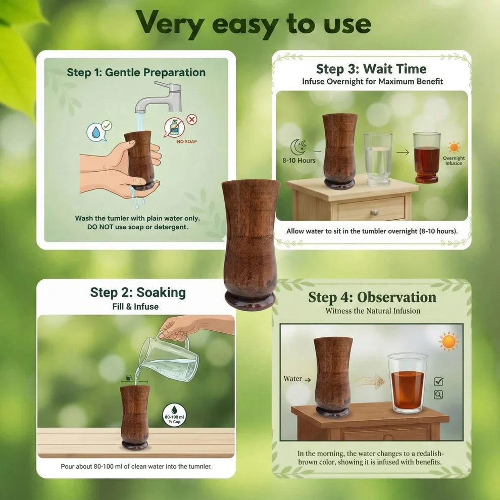 Weight Loss & Body Detox Wooden Water Glass (100% Natural Wood)