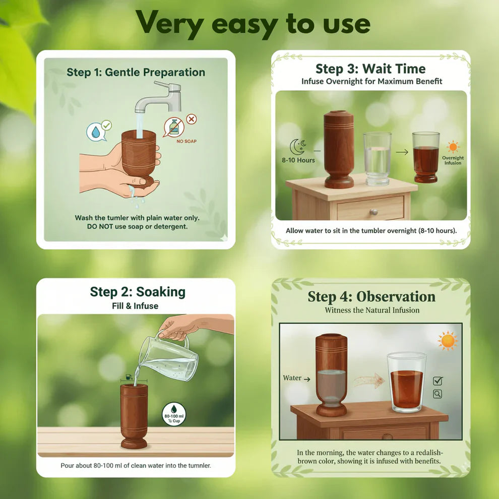 Weight Loss & Body Detox Wooden Water Glass (100% Natural Wood)
